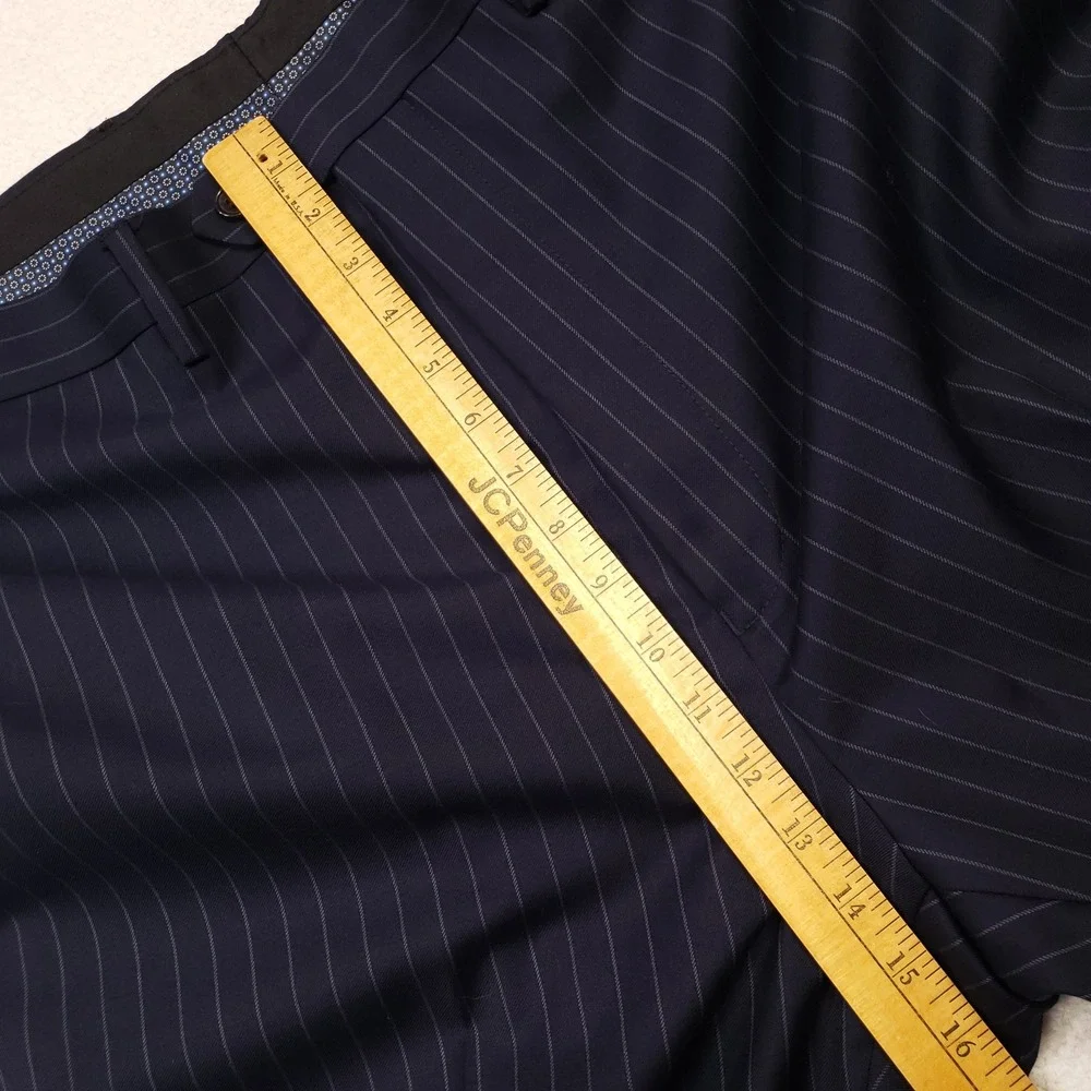 Ralph Ralph Lauren Suit Men 50L 46R Navy Blue Pinstripe Wool Blend Two Piece Set